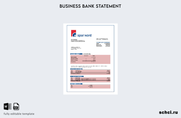 цифровая загрузка выписки по текущему счету компании Spar Nord Bank Шаблон в фор